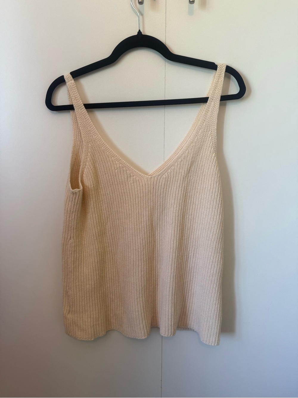 Cream Knit V-Neck Tank Top - Women's size small (oversized)